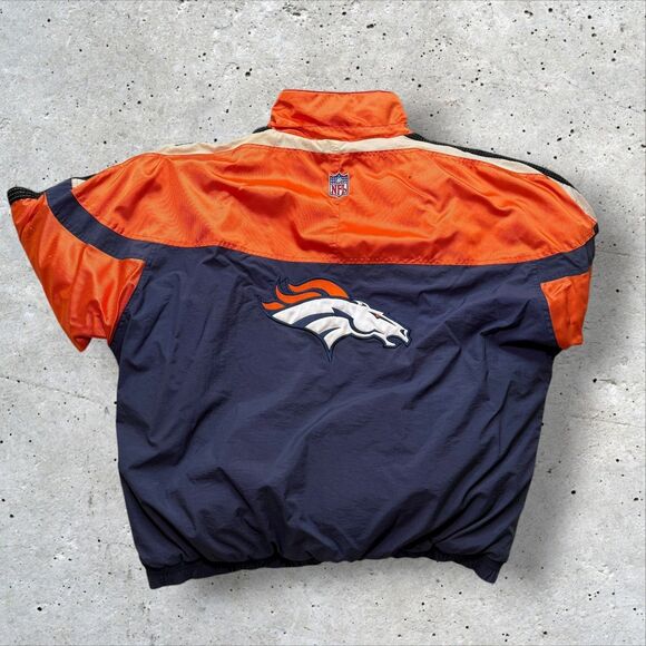 Vintage Denver Broncos Starter Jacket XL NFL Pro Line Blue Orange Full Zip READ - Picture 2 of 14